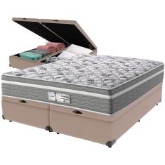 Cama Box Baú Bege e Colchão Evolution Molas Ensacadas Queen Probel