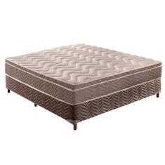 Cama Box Casal Kit Pasquale D28 Ortopédico Euro Pillow Suede Brown 138x188 Colchão Colchão Paropas