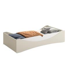 Cama Evolutiva Luna Areia Fosco, Proteção Lateral Lisa E Colchão D20 - Reller Móveis Areia Fosco