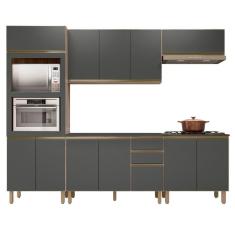 Armário De Cozinha 5 Peças Com Tampo Jany N03 Carvalho/grafite - Mpozenato