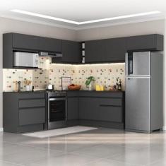 Armário De Cozinha Completa De Canto Multimóveis Preto - MULTIMOVEIS