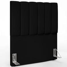 Cabeceira Cama Box Solteiro 100 cm Dália W01 Suede Preto - Lyam Decor
