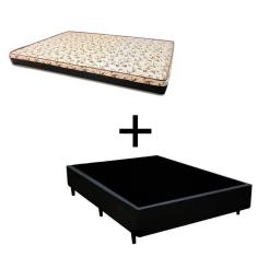 Cama Box Casal 138 Tecido Sintético Preto Com Colchão Praia Bello Box - D28 Amarelo 57x138x188