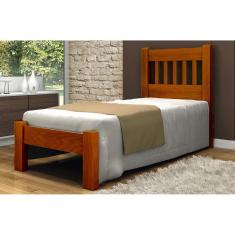 Cama de Solteiro Pérola de Madeira Maciça Angelim Pedra/Tauari