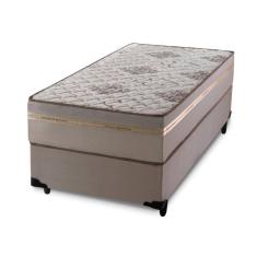 Cama Box Solteiro + Colchão D33 Millenium One Face Bege 88x188x58cm - Suporta até 120Kg Por Pessoa