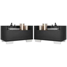 Kit c/ 2 Mesas de Cabeceira 60 cm c/ Pés Quadrados Multimóveis Preta/Branca