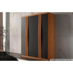 Guarda Roupa Solteiro 4 Portas e 2 Gavetas Grécia Naturale/Grafite - Rufato