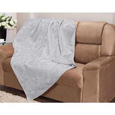 Xale Manta Sofá Jacquard Cinza DuplaFace 1,40x1,40 Poltrona