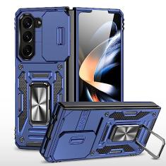 Kainevy Capa para Samsung Galaxy Z Fold 6 com suporte de metal, suporte de 360° e capa deslizante para câmera Samsung Z Fold 6 capa resistente de silicone e policarbonato à prova de choque de grau