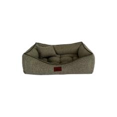 Cama para Cachorro Retangular em Linho Cinza Média (M) 55 x 42 cm