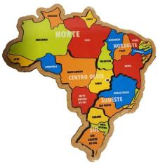 Quebra-Cabeça Brasil Mapa Regiões P Brinquedo Educativo Mdf - Maninho 