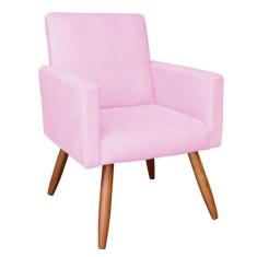 Poltrona Larissa Suede Pés Palito Castanho D'Rossi - DRossi, Rosa Bebê