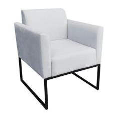 Poltrona Decorativa Base Industrial Preto Maressa S10 Suede Cinza - Ib