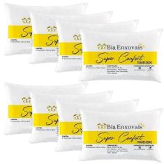 Kit 8 Travesseiros 50x70cm Antialérgico Lavável Fibra Siliconada Macio Confort - Branco
