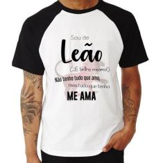Camiseta Raglan Sou de Leão - Foca na Moda, Branco, Preto, GGG