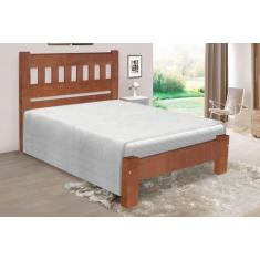 Cama Queen Size Madri de Madeira Maciça Angelim Pedra/Tauari - Cor Imb
