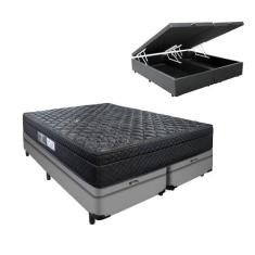 Cama King Arezzo Black e Box com Baú Molas Ensacadas Cinza - Portobel