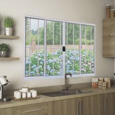 Janela de Alumínio de Correr 100x200cm 4 Folhas Grade Hale Esquadrias