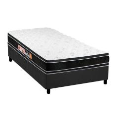 Cama Box Solteiro: Colchão Espuma Castor D33 Black e White + Base CRC Suede Gray(88x188)