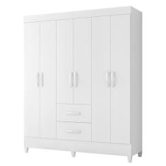 Guarda Roupa Mobi 6 Portas e 2 Gavetas Flex Branco Fosco - Móveis Alba