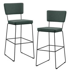 Kit 02 Banquetas Alta Para Cozinha Sala Base em Aço Fixa Allana L02 Li