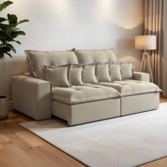 Sofá Retrátil e Reclinável 210cm com 6 Almofadas Dubai - Estofados Mar