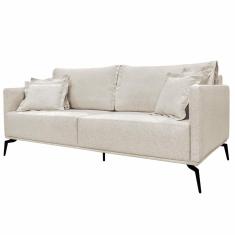 Sofá Decorativo 2 Lugares 180cm Pés em Aço Stagno Linho Pérola - Gran Belo