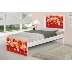 Cama Solteiro Adesivada Tropa De Bombeiros Com Colchão
