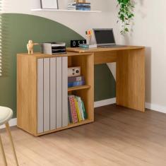 Escrivaninha Mesa Escritório com Ripada Start 1 Porta 140cm Buriti E F