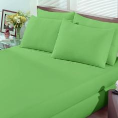 Lençol Queen Basic Rolinho Malha Liso Buettner Verde Alecrim