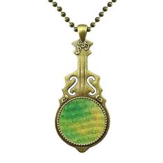 DIYthinker Colar verde com 5-le Staff com pingente de música de guitarra antiga