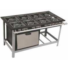 Fogao 8 Bocas Alta Pressao 40x40 cm Pf. 65 Forno Metalmaq 8BAP M20