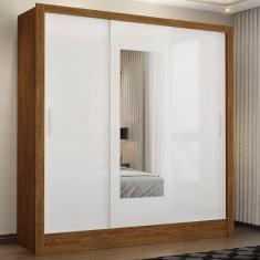 Guarda-roupa Fortaleza Sem Gavetas Com Espelho Cinamomo Branco