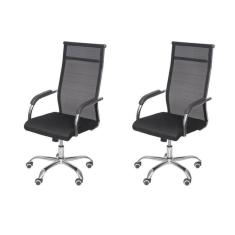 Kit 2 Cadeiras para Escritorio Presidente Alta Roma 3312 Preto