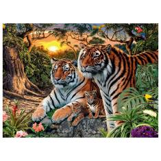 Quebra Cabeça Com 500 Peças Grow Tigres Puzzle Colorido