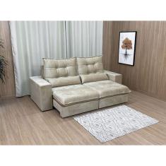 Sofá Retrátil Reclinável 2,50 m Bege 04 Cairo Plus