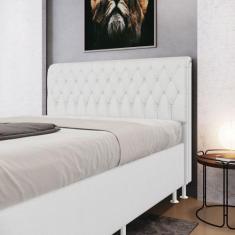 Cabeceira Bellatrix 160 para Cama Queen Couro Branco Aradecor, Branco,