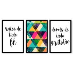 Quadro Decorativo Fé Gratidão 115X57 Sala Quarto - Imperio