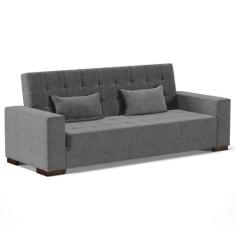 Sofá Cama para Sala de Estar Lisboa Linho Grafite - Ibiza, Grafite, 49