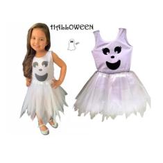 Fantasia Halloween Fantasminha infantil feminina body e saia de tule f