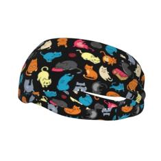 Tiaras de cabelo com estampa de gatos antiderrapantes faixas de cabelo modernas de verão para tênis, basquete, corrida, academia, malhar