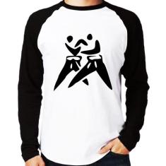 Camiseta Raglan Judô Jiu Jitsu Manga Longa - Foca na Moda, Branco, Pre