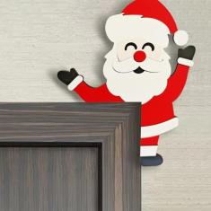 2024 Novo enfeite de porta de Natal de madeira, decoração de sinal de canto com moldura de porta superior, 2024 cm, enfeite engraçado para festas de fim de ano, paredes de janelas, faça você mesmo,