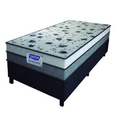 Cama Box Solteiro Colchão Espuma D33 Fort 88x188x59cm Cinza/Branco Gazin - Suporta até 150kg por Pessoa