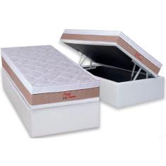 Cama Box Baú Solteiro: Colchão Ortopédico Orthoflex Foggia Premier + Base crc Courano White(88x188)