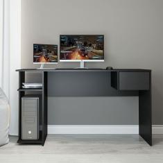 Mesa Gamer com Gaveta 136x75cm MDP Preto Menu Móveis