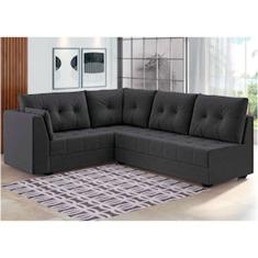 Sofá de Canto 6 Lugares Linoforte Toronto Com Revestimento Em Tecido Suede Grafite
