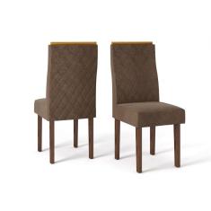 Cadeira Sala De Jantar New Maia Kit 2 Un Rústico Malbec/suede Pena Marrom - Dj Móveis