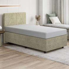 Base Cama Box Viúva Veludo Skybox Cor Bege