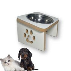 Comedouro Elevado Inclinado Pet Cachorro E Gato Tigela Inox - BT WOOD,